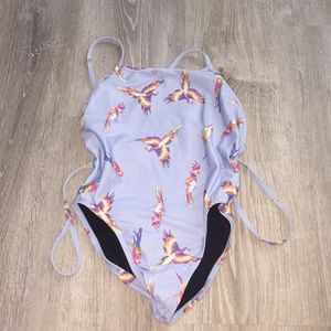 Jolyn Onesie Lavender With Birds Tie Back